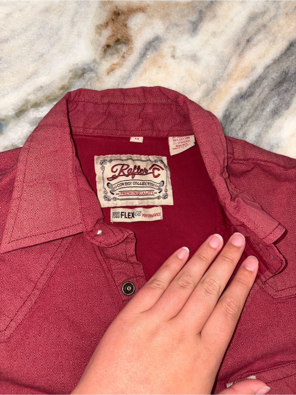 Men's Casual Red Short-Sleeve Button-Down Shirt by Rafter C - Picture 3 of 6